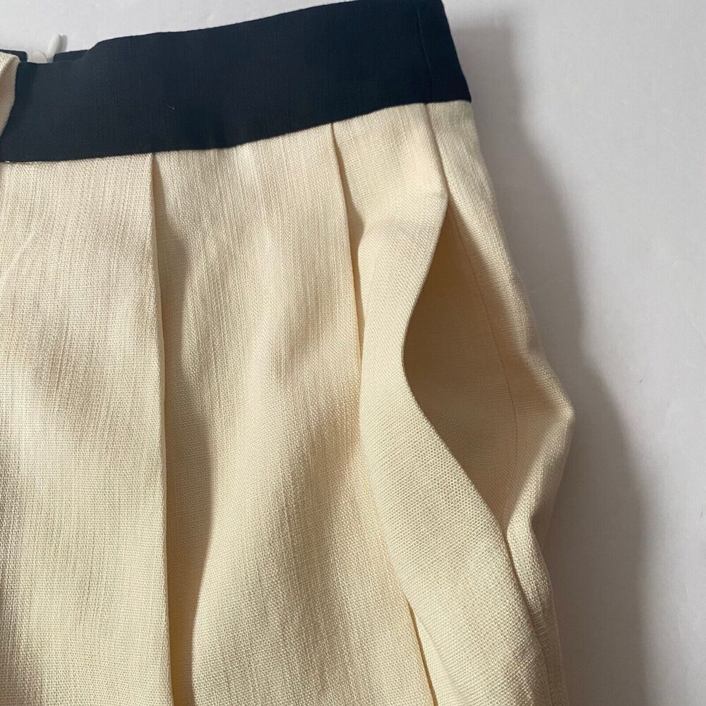 Massimo Dutti Studio Pants Womens 4 Cream Black Contrast Tuxedo Trousers NWT - Picture 9 of 16